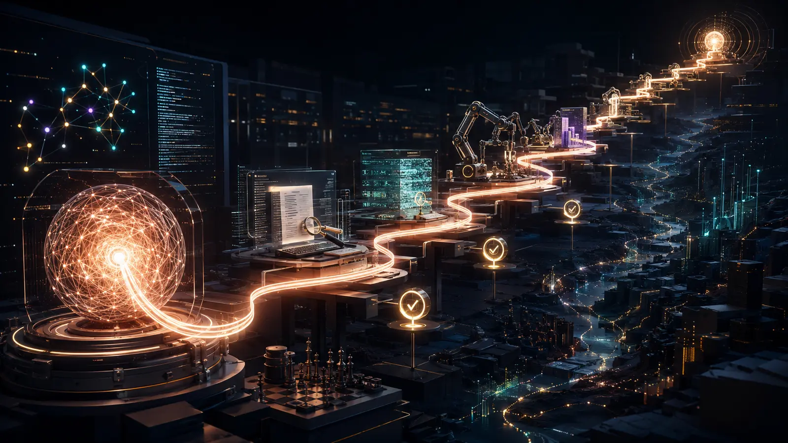 Persistent AI agent workflow continuing through multiple professional tasks