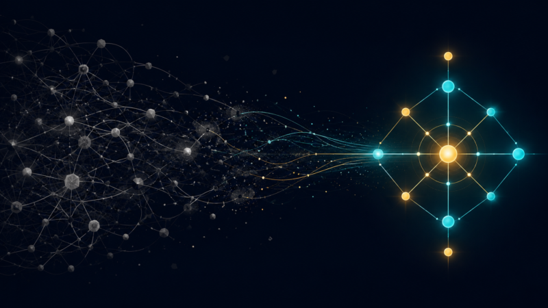 A tangled, dimming network of old connections fading as a cleaner, consolidated node structure glows brightly, representing an API being retired in favor of a simpler replacement